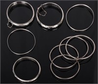 STERLING SILVER LADIES BANGLES - LOT OF 9