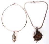 STERLING SILVER PENDANT NECKLACES AMMONITE FOSSIL