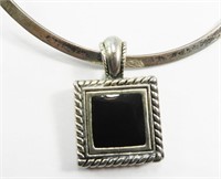 TAXCO STERLING SILVER ONYX PENDANT LADIES NECKLACE