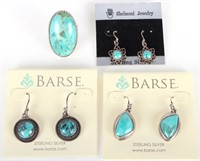STERLING SILVER BARSE & SHEMONI TURQUOISE JEWELRY