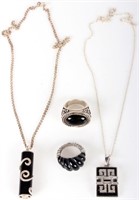 STERLING SILVER BLACK ONYX ASSORTED JEWELRY - (4)