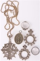 STERLING SILVER AND STEEL RELIGIOUS JEWELRY