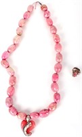 CAROLYN POLLOCK STERLING PINK OPAL RING & NECKLACE