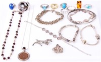 MIXED LADIES STERLING SILVER JEWELRY - 185 GRAMS