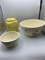 2 Mixing bowls, covered cookie jar