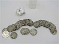 Lot of 40 Mixed Dates Silver Barber Quarters