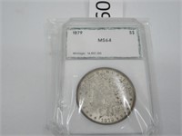 1879 Silver Morgan Dollar Graded MS 64