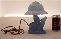 Lampe boudoir en verre bleu, vintage,