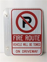 "Fire Route, No Parking" Sign