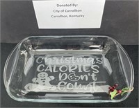 Anchor Hocking Etched Christmas Cookie Baking Dish