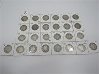 Lot of 26 Silver Barber Half Dollars 1905-1912