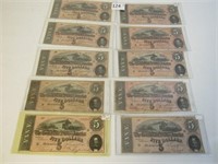 Lot of 10 Richmond $5 Confederate Notes