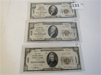 Lot of 3 Portland, OR National Currency Notes