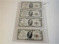 Lot of 4 Indiana National Currency Notes, 1929