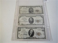 Lot of 3 Kansas National Currency Notes, 1929
