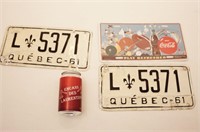 Paire de plaques d'immatriculation Québec