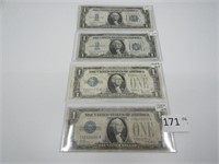 Lot of 4 $1 Silver Certificates, 2-1928 & 2-1934