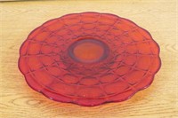 Vintage 13 1/2" Red Glass  Cake Plate VGC