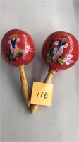 hand painted wood gourd musical rattles