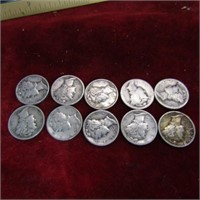 (10) US COINS. 90% SILVER. MERCURY DIMES.