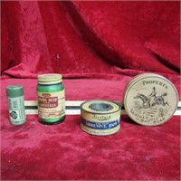 (5)Vintage metal advertising tins. First aid tape,