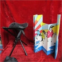Folding stool & windshield shade,