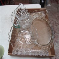Flat of clear glassware. Relish trays and more.