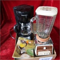 Coffee maker and blender.