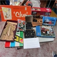 Box of boardgames.