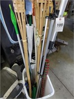 TRASH CAN - TIKI TORCHES- TELESCOPE- MOPS- MISC.