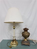2 Lamps 1- Looks like vintage oil lamp (Both Work)