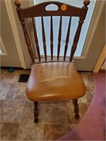 OAK CHAIR WITH LEATHER SEAT - NEEDS LITTLE REPAIR