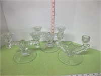 LOT OF 3 EARLY GLASS CANDLESTICKS