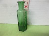 OLD GREEN SIX SIDED POISON BOTTLE