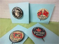 LOT OF 4 MILITARY PIN BACK BUTTONS