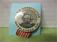 1931 USS CONSTITUTION PIN BACK BUTTON