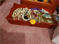 RED TRAY OF ASSORTED JEWELRY
