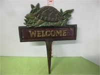 CAST IRON TURTLE WELCOME GARDEN SIGN
