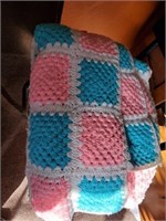 BABY BLUE AND PINK AFGHAN
