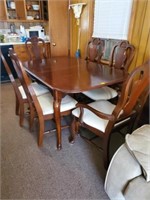 DINING TABLE AND CHAIRS - 2 LEAVES
