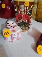 VINTAGE OLD WOMAN BOX AND BOY FIGURE