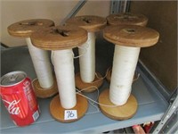 5 Lg Wooden Thread Spools