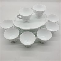 8-Piece Milk Glass Snack Set