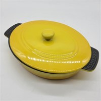 Yellow Enamel Covered Dish