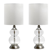 Nickel Clear Wrinkle Glass Table Lamps w/ Shade
