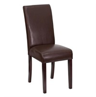 Brown Leather Parsons Chair set of 2