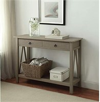 Rustic Gray Storage Console Table