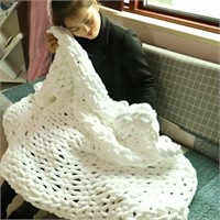 47" X 59" Chenille Handmade Knitted Throw Blanket