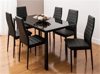 MLM-17429-6-BK-foot pad Modern Glass Dining Table