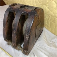 Block and Tackle Vintage Wood Pulley
